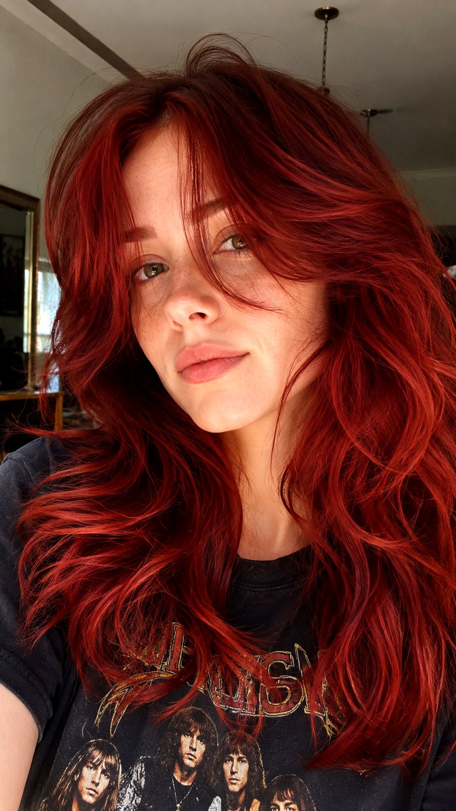 Voluminous Redhead Wolf Cut - 22 medium wolf cut hairstyle ideas