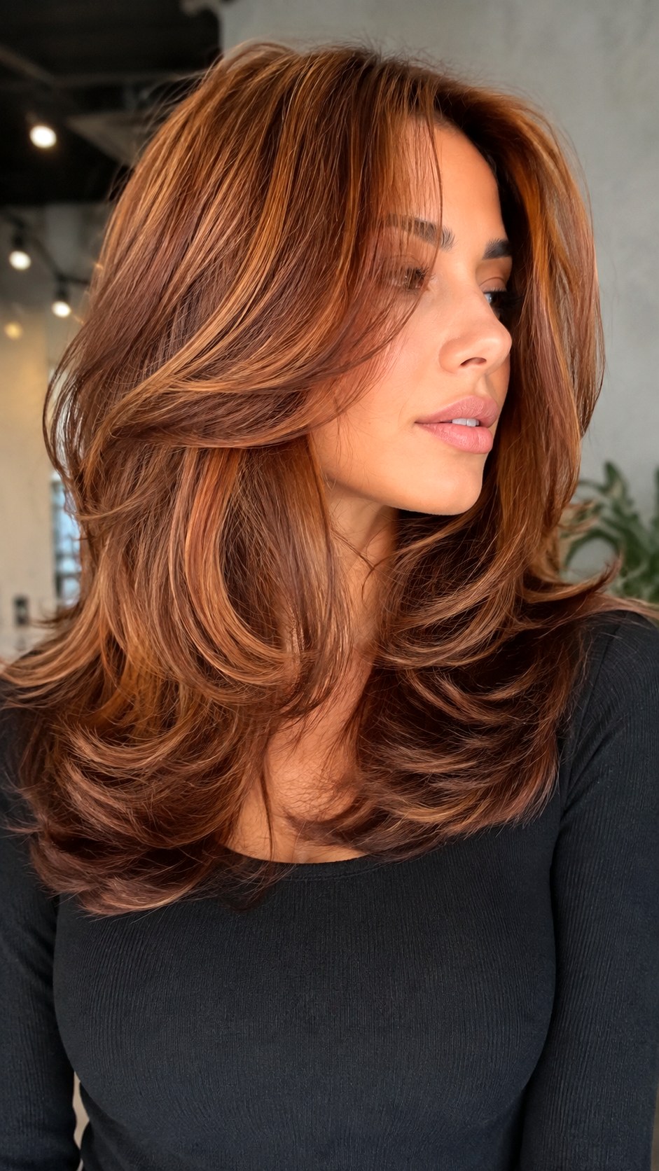 Warm Cinnamon Swirl Butterfly Cut - 25 butterfly layers hair medium ideas