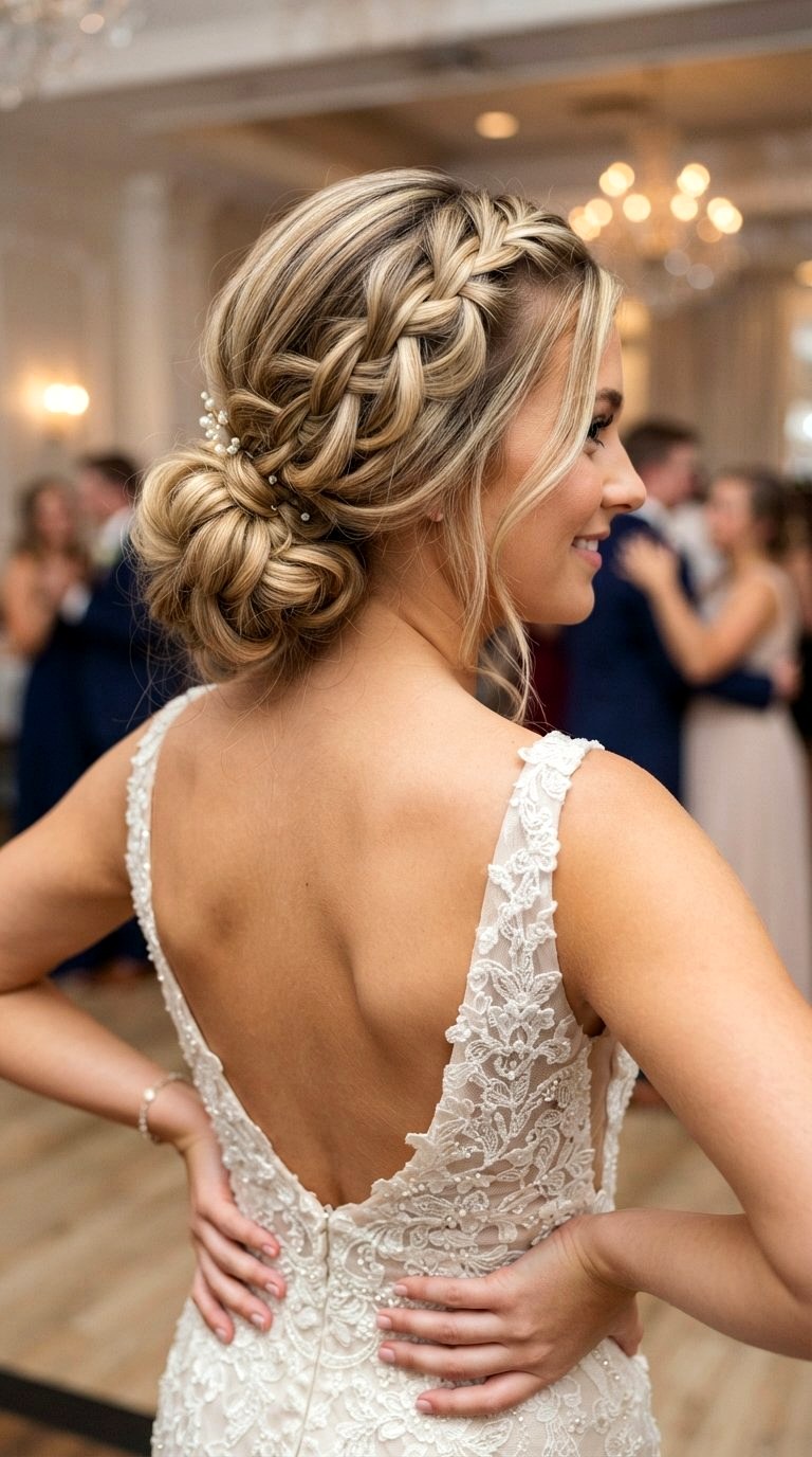 Waterfall Braid into Low Bun Prom - 20 low bun prom hairstyles ideas