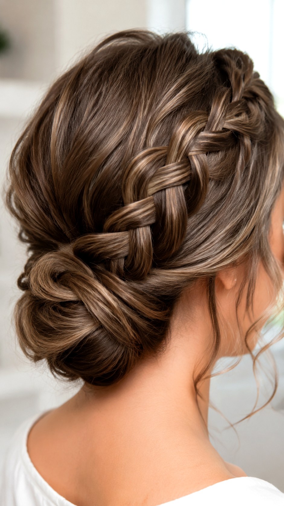 Waterfall Braid into Low Chignon Style - 24 classy updo hairstyles ideas