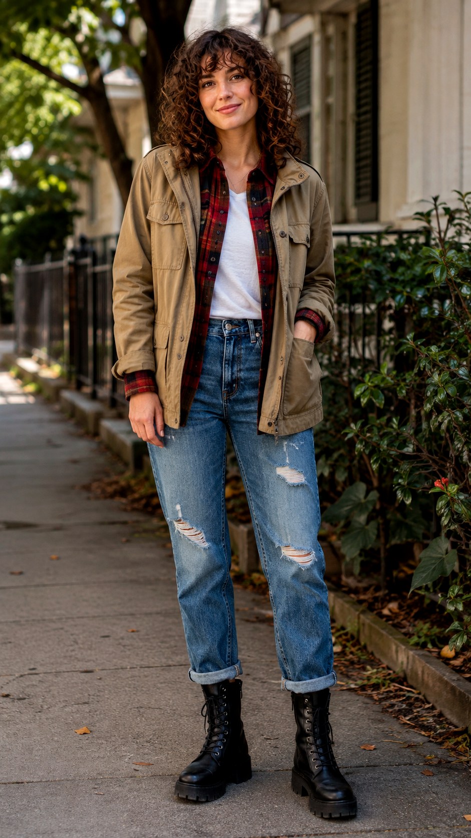 Weekend Flannel Field Jacket Combo - 25 field jacket outfit ideas