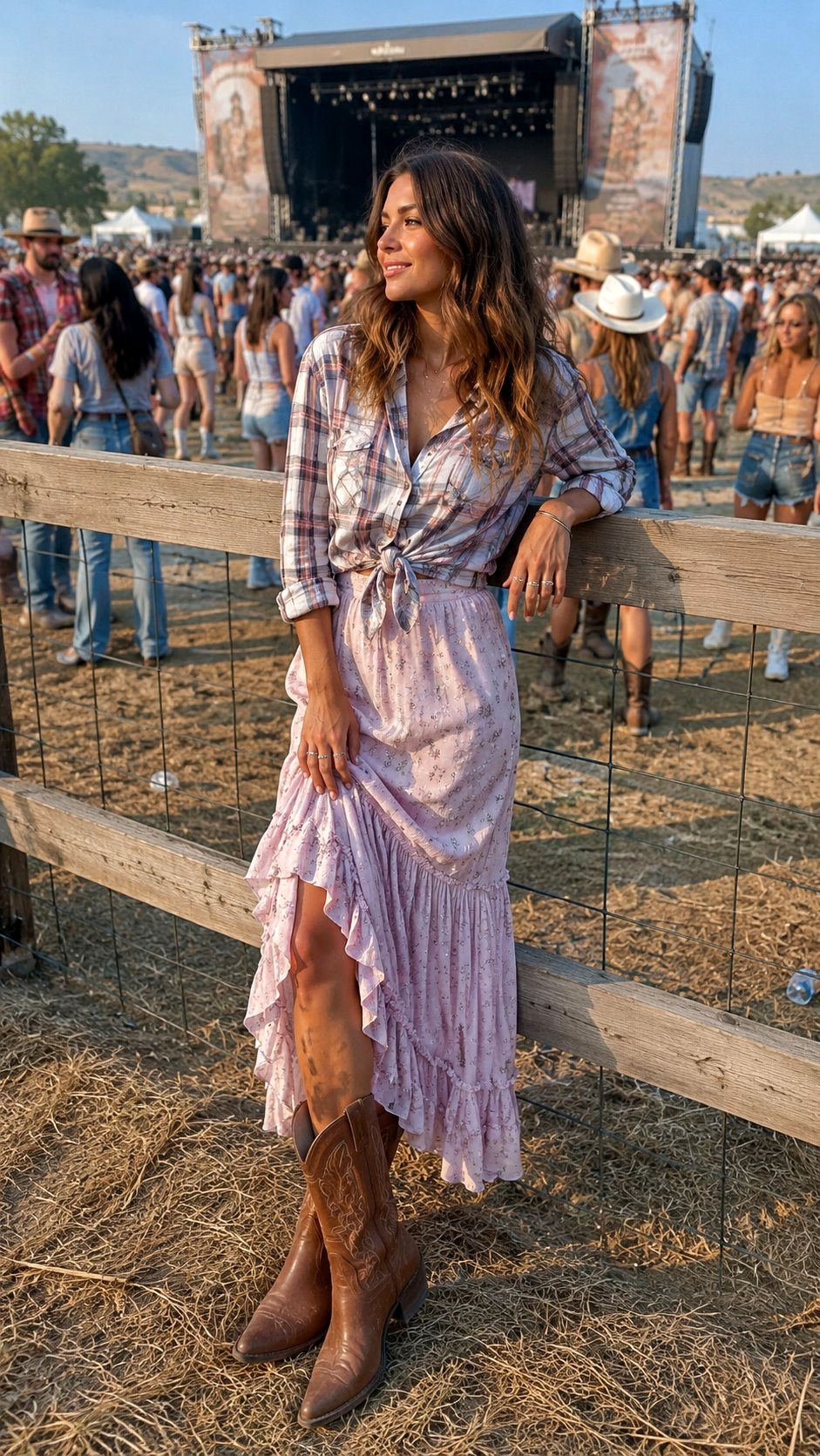 Western Boots And Powder Blue Skirt - 23 Powder Blue Skirt Outfit Ideas