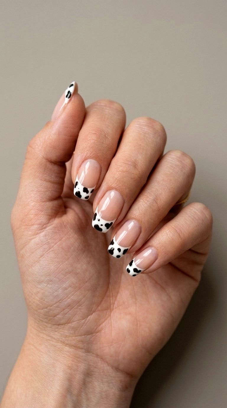 Western Cow Print - 21 Nail Art at Home Ideas