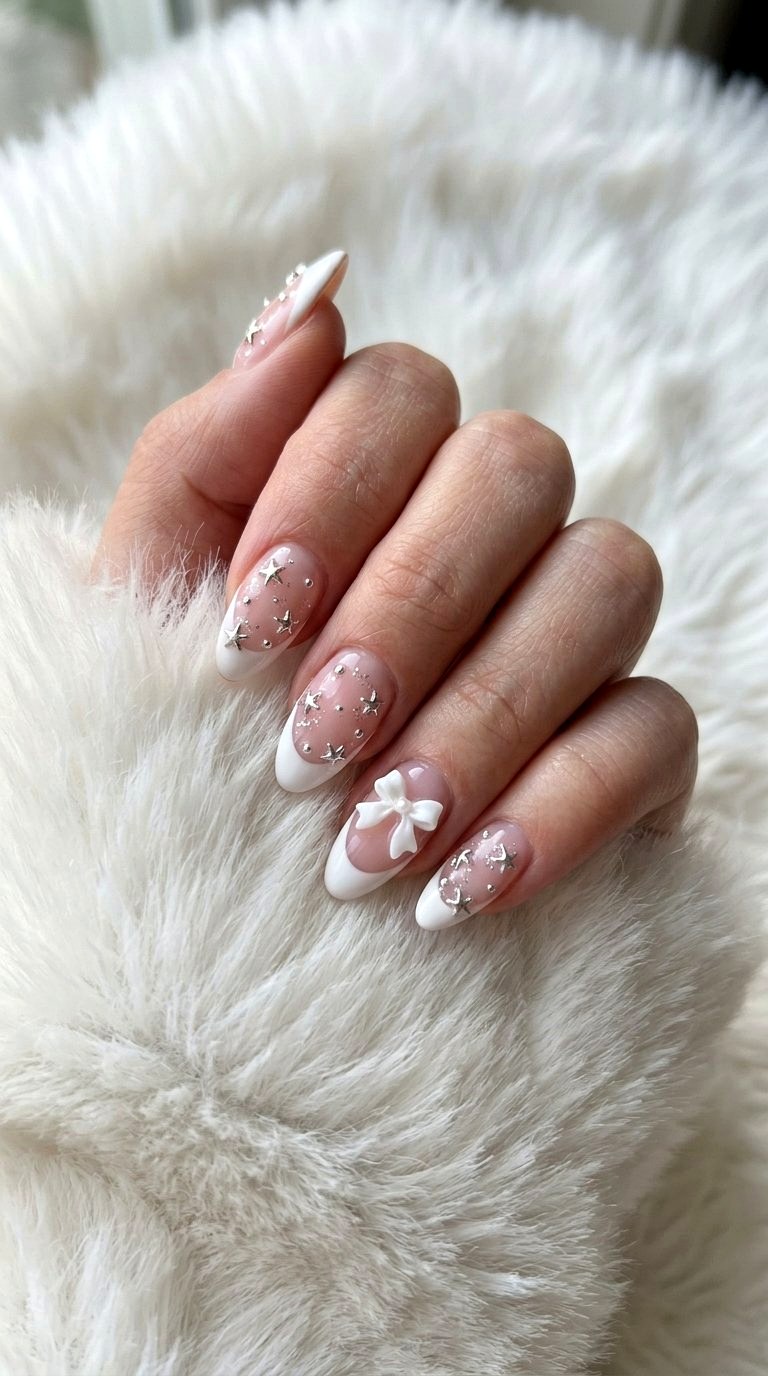 White French Tips With Charms - 20 White French Tip Nail Design Ideas