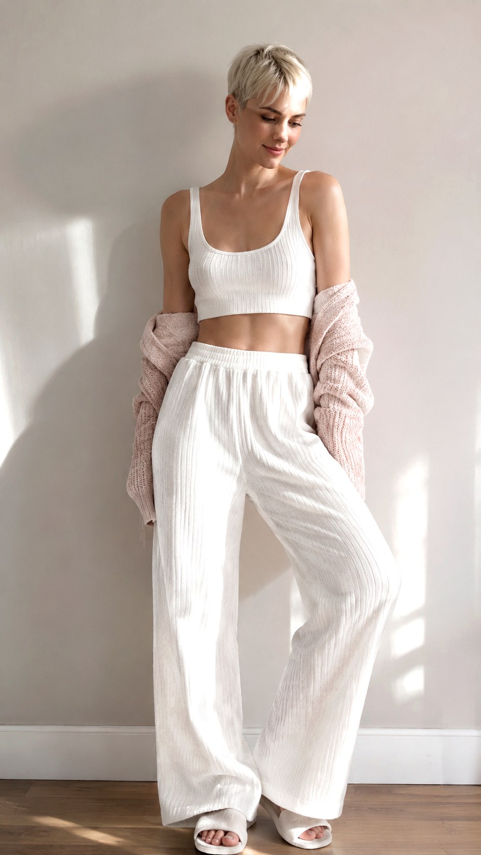 White Knit Wide Leg Pants Outfit - 22 white knit outfit ideas