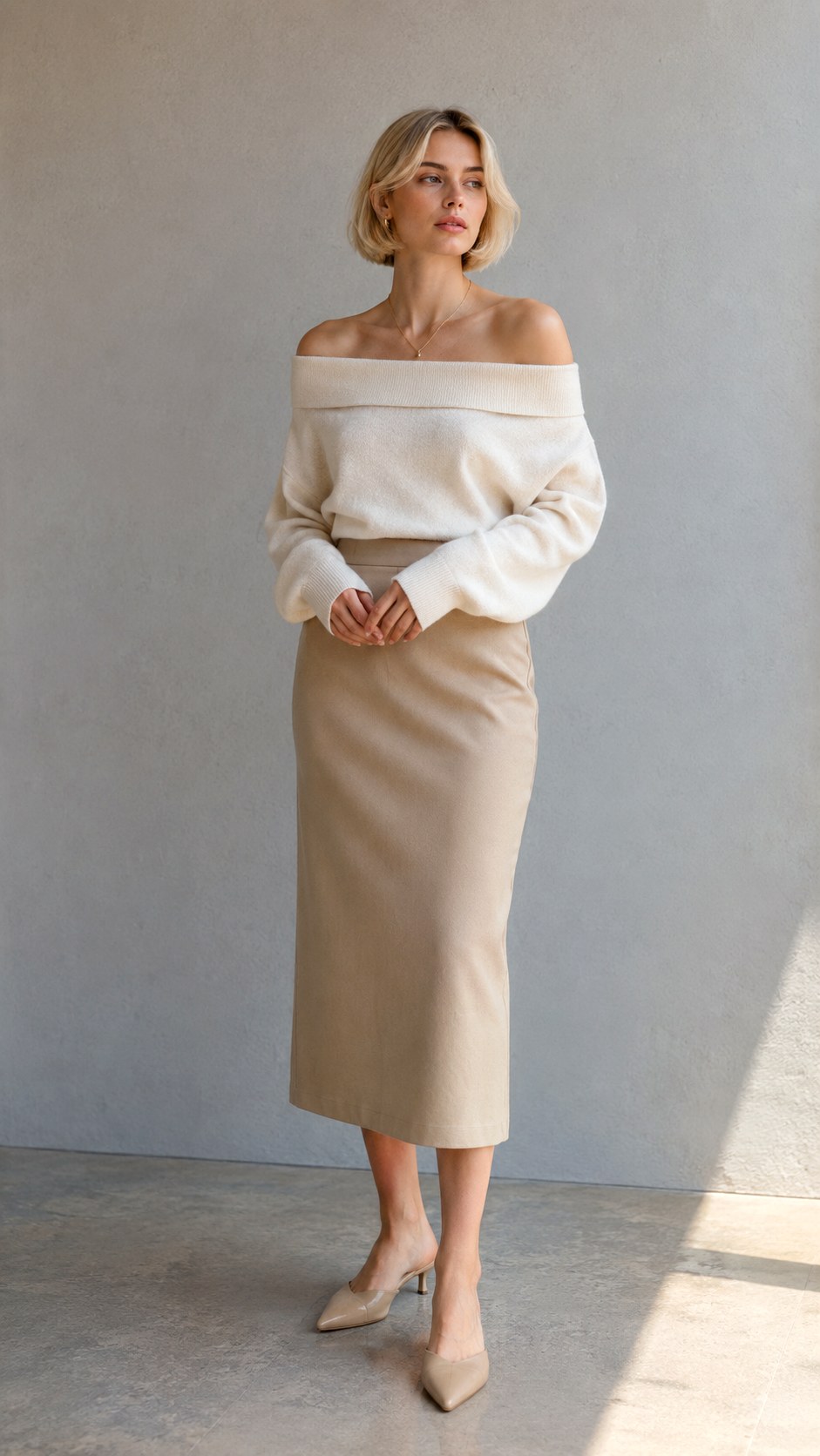 White Off Shoulder Sweater Minimalist Chic Look - 24 white off shoulder sweater outfit ideas