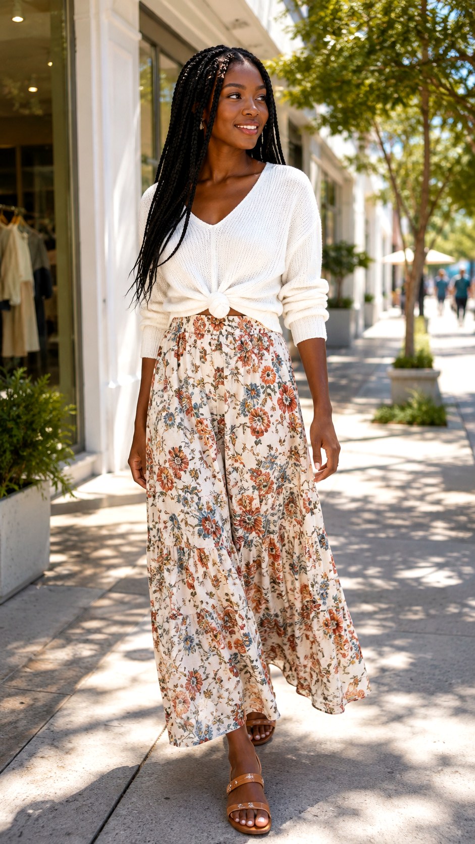 White Sweater With Maxi Skirt Combo - 25 white sweater outfit ideas
