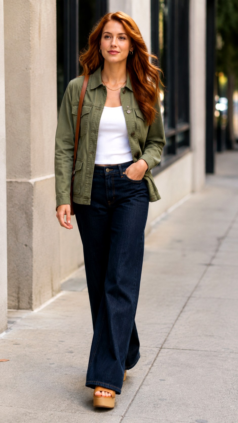 Wide Leg Denim Field Jacket - 25 field jacket outfit ideas