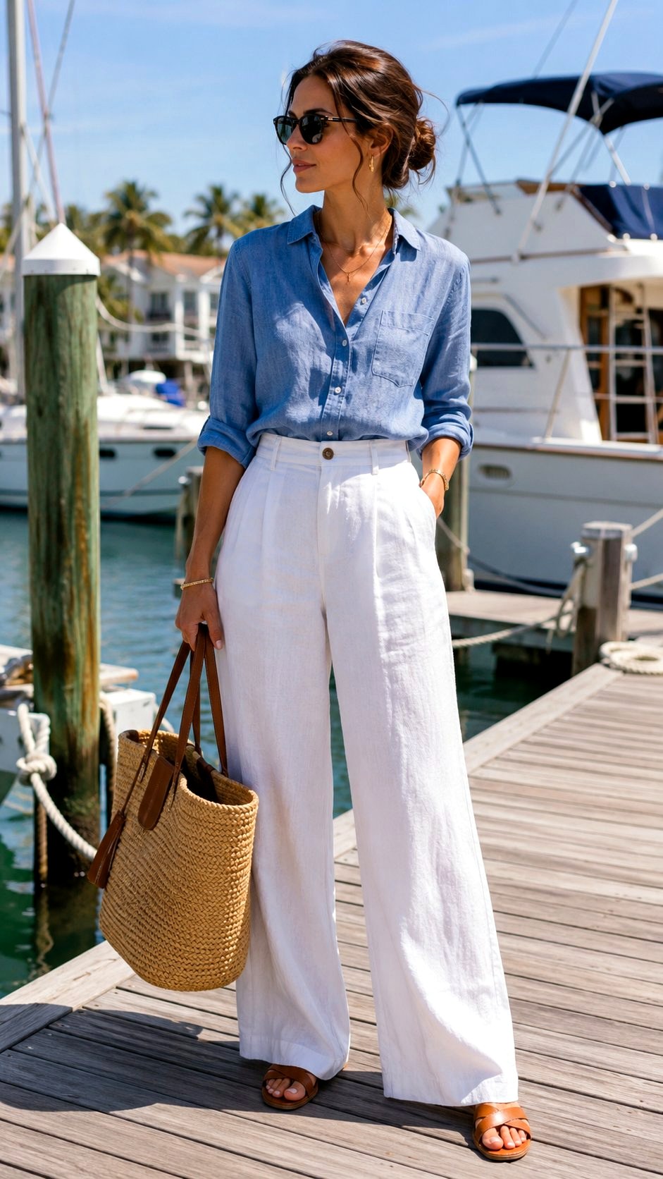 Wide Leg Linen Trousers - 20 Sailing Outfit Ideas