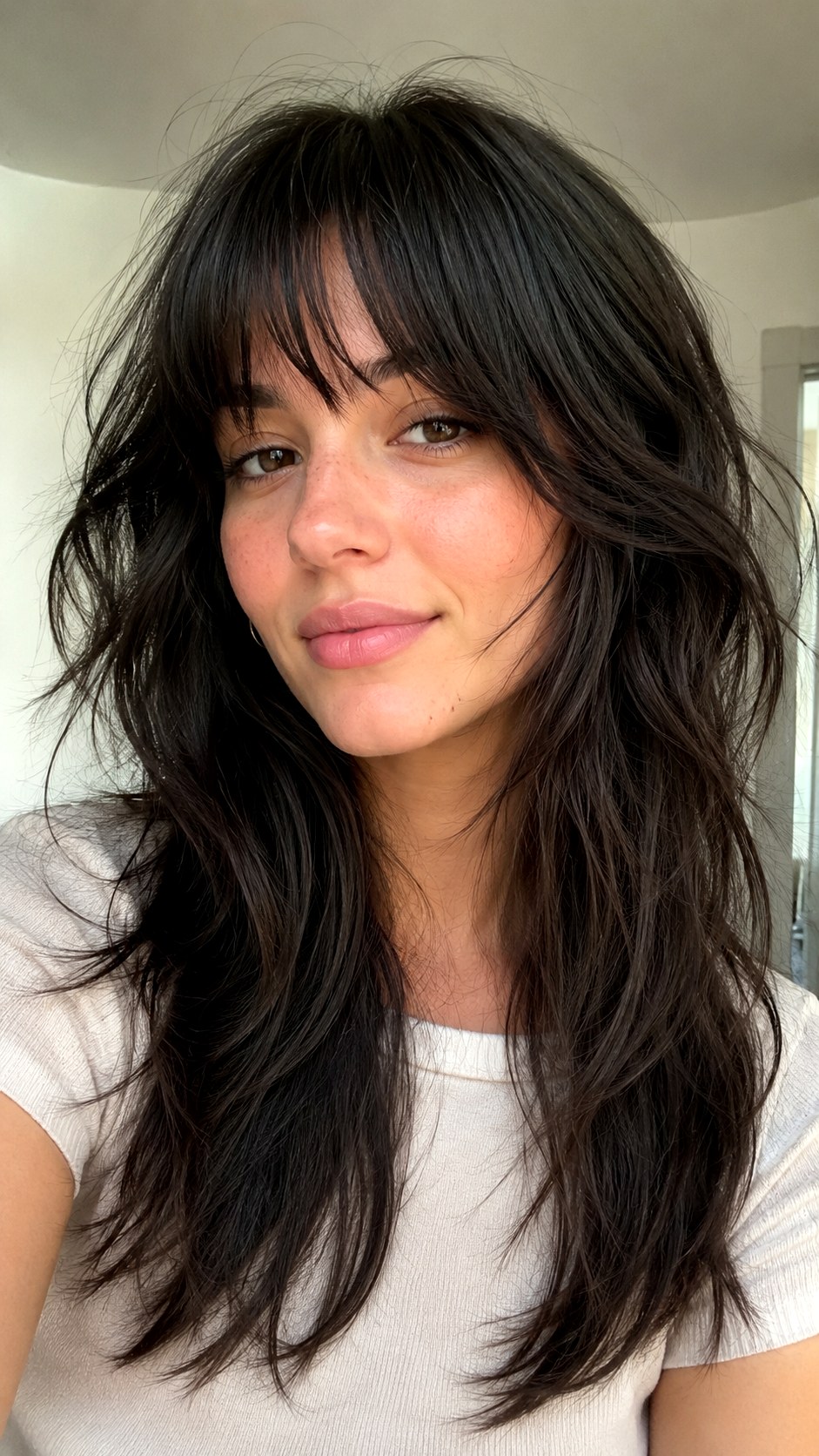 Wispy Bangs Textured Wolf Cut - 25 long wolf cut hairstyle ideas