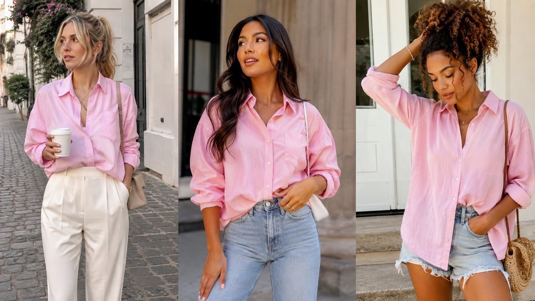 baby pink shirt outfit ideas