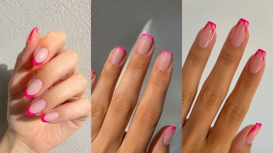 bright pink french tip nails