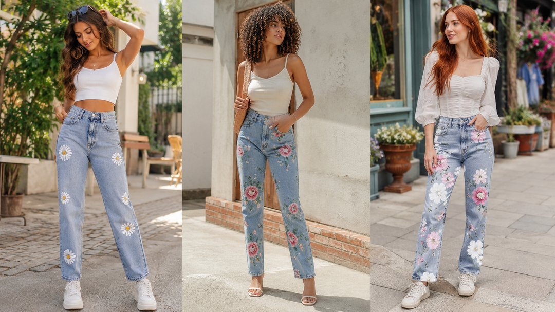 flower jeans outfit ideas