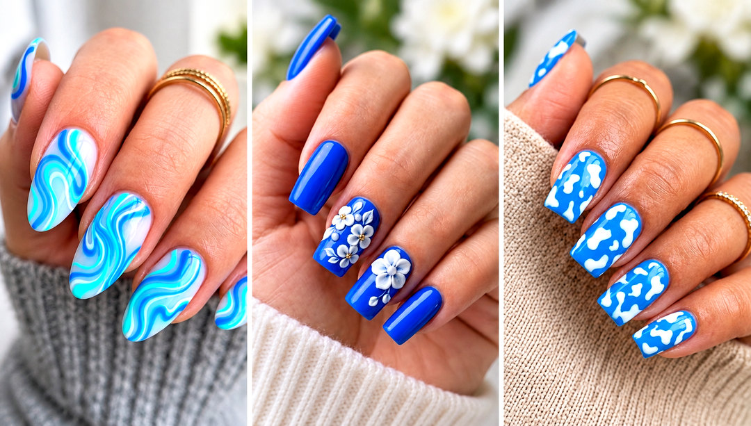 22 bright blue nails