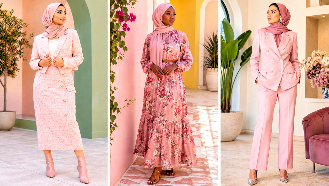 23 baby pink outfit hijab ideas