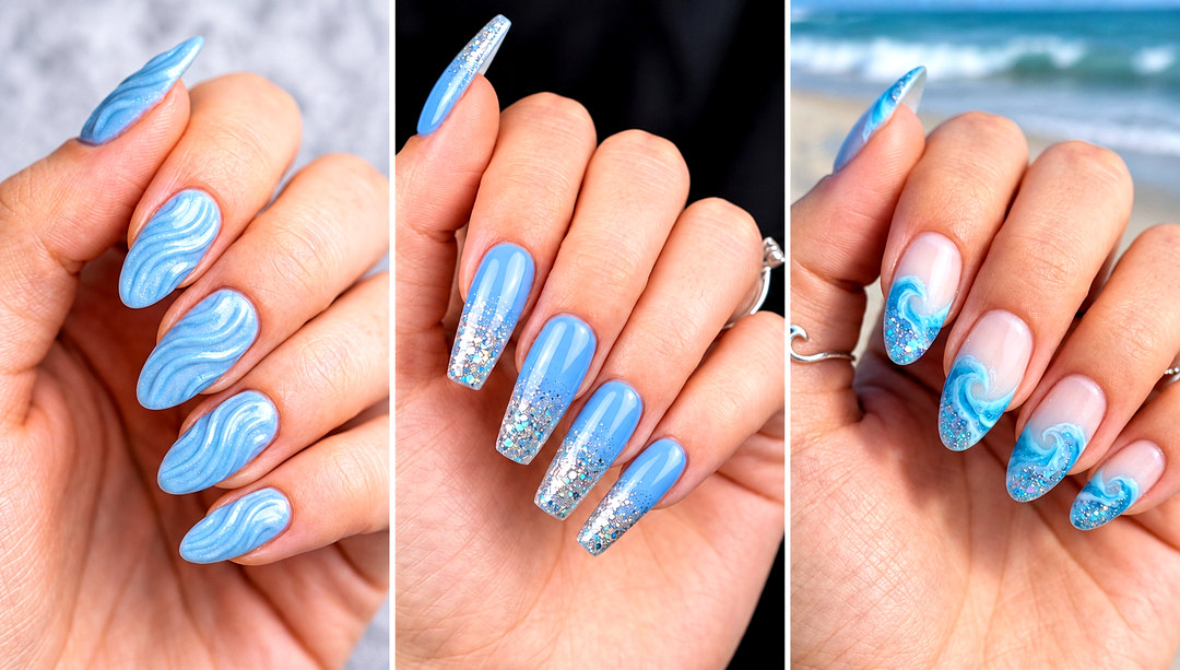 24 Powder Blue Gel Nail Ideas